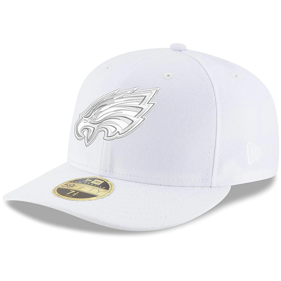 New Era Philadelphia Eagles Primary Logo White on White Low Profile 59FIFTY Fitted Hat