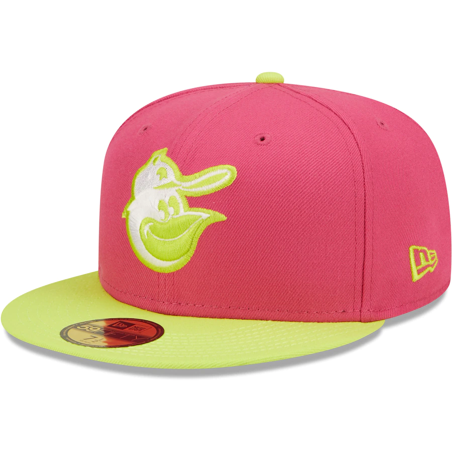 New Era Baltimore Orioles Pink 1983 World Series Champions Beetroot Cyber 59FIFTY Fitted Hat
