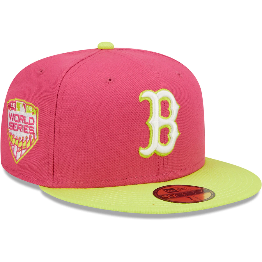 New Era Boston Red Sox Pink 2018 World Series Champions Beetroot Cyber 59FIFTY Fitted Hat