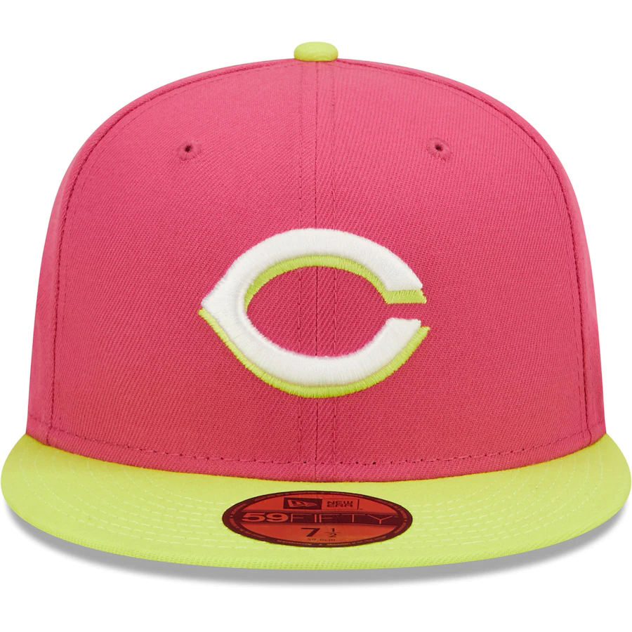 New Era Cincinnati Reds Pink 1990 World Series Champions Beetroot Cyber 59FIFTY Fitted Hat