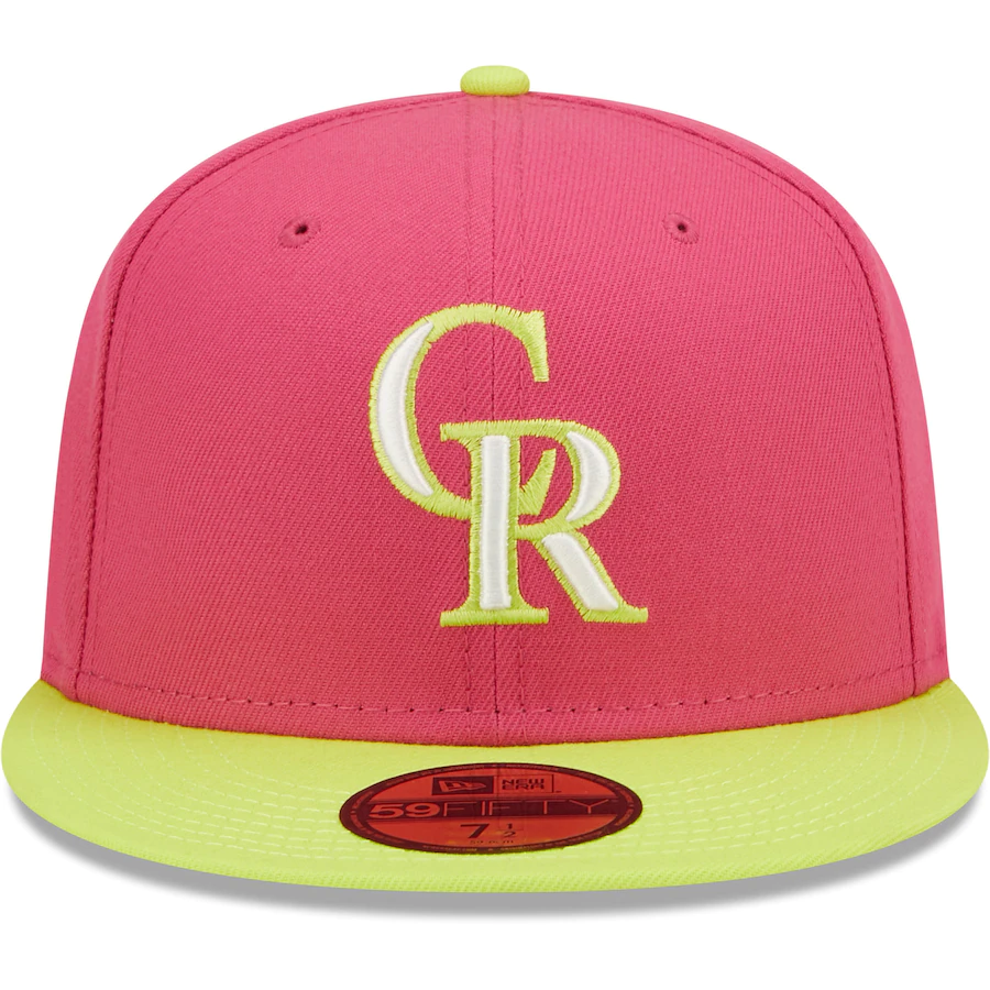 New Era Colorado Rockies Pink 25th Anniversary Beetroot Cyber 59FIFTY Fitted Hat
