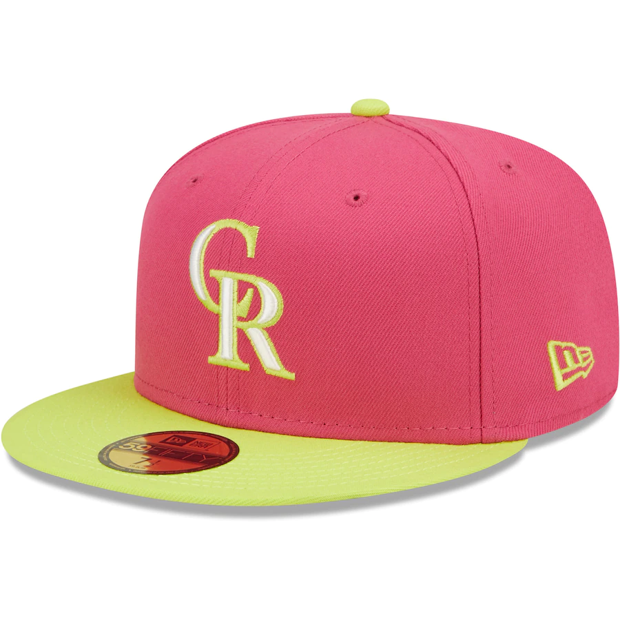 New Era Colorado Rockies Pink 25th Anniversary Beetroot Cyber 59FIFTY Fitted Hat