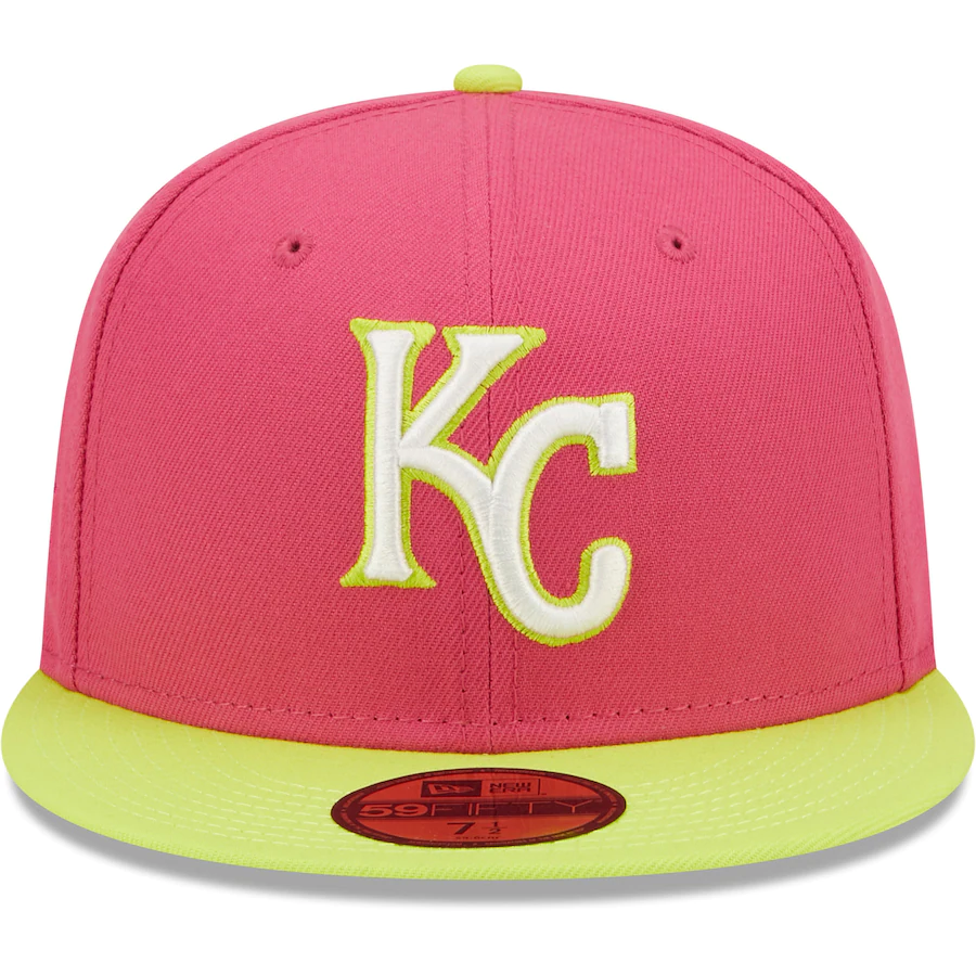 New Era Kansas City Royals Pink 2015 World Series Champions Beetroot Cyber 59FIFTY Fitted Hat