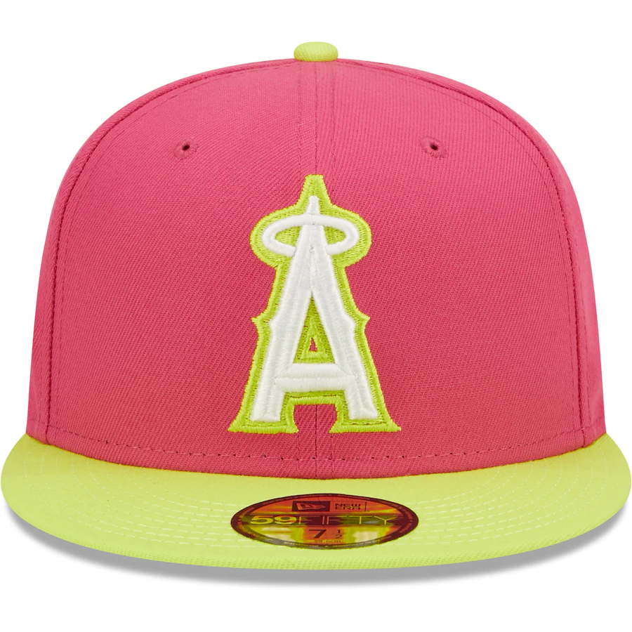 New Era Los Angeles Angels Pink 2002 World Series Champions Beetroot Cyber 59FIFTY Fitted Hat