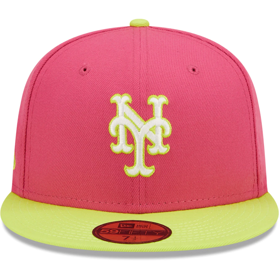 New Era New York Mets Pink 1986 World Series Champions Beetroot Cyber 59FIFTY Fitted Hat
