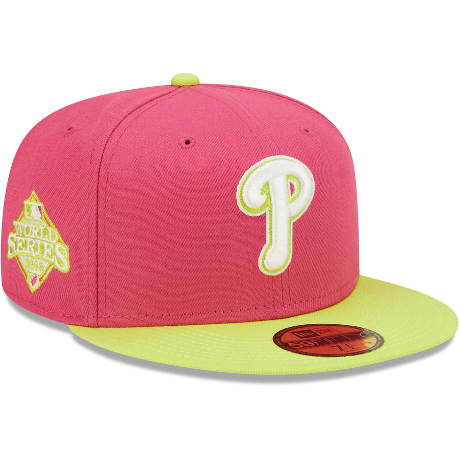 New Era Philadelphia Phillies Pink 2008 World Series Champions Beetroot Cyber 59FIFTY Fitted Hat