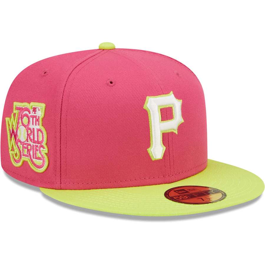 New Era Pittsburgh Pirates Pink 76th World Series Champions Beetroot Cyber 59FIFTY Fitted Hat