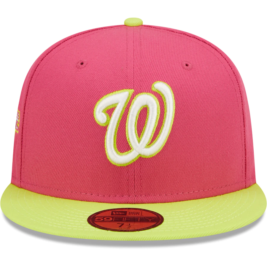 New Era Washington Nationals Pink 2019 World Series Champions Beetroot Cyber 59FIFTY Fitted Hat