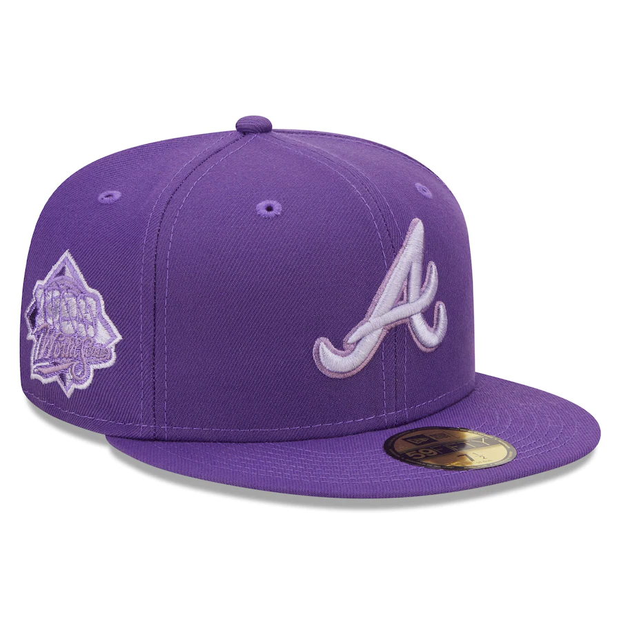 New Era Atlanta Braves Purple 1999 World Series Lavender Undervisor 59FIFTY Fitted Hat