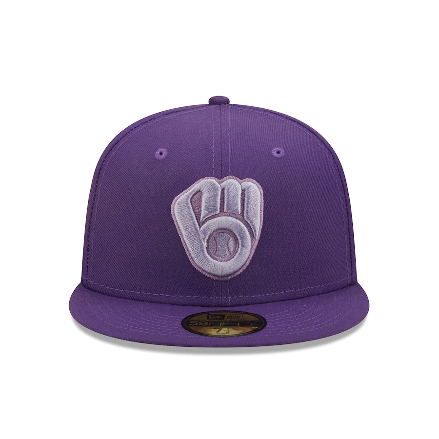 New Era Milwaukee Brewers Purple 50th Anniversary Lavender Undervisor 59FIFTY Fitted Hat