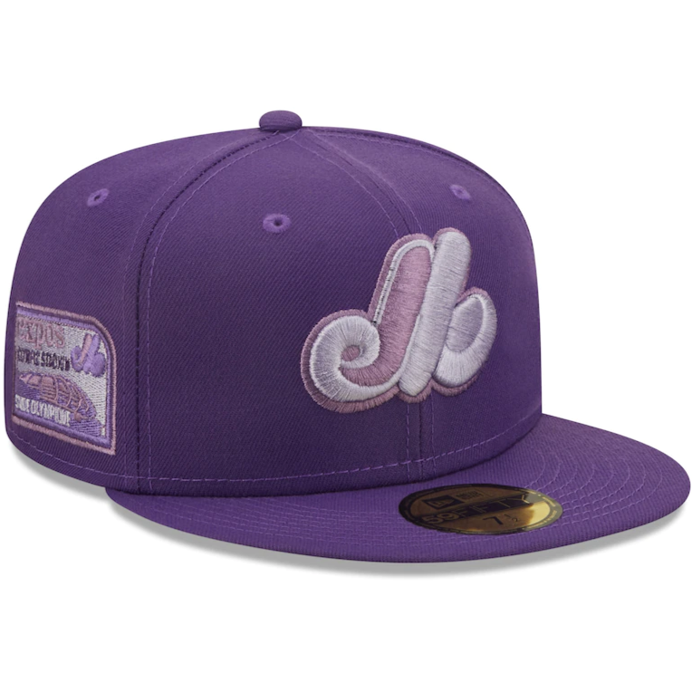 New Era Montreal Expos Purple Olympic Stadium Lavender Undervisor 59FIFTY Fitted Hat