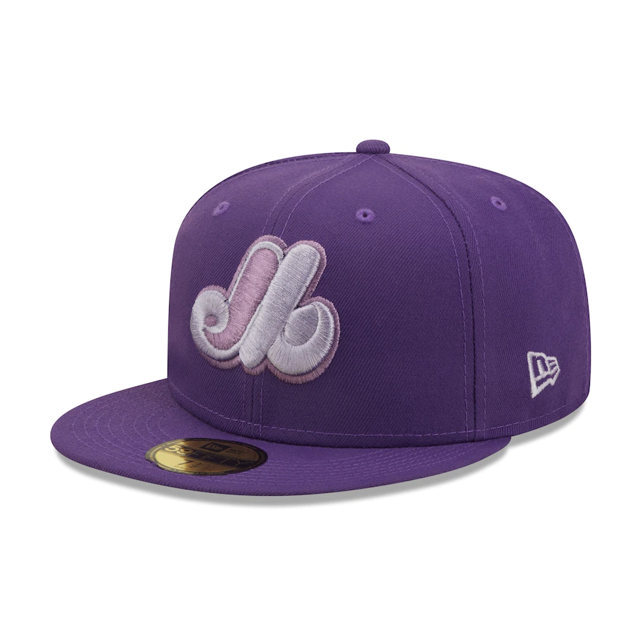 New Era Montreal Expos Purple Olympic Stadium Lavender Undervisor 59FIFTY Fitted Hat