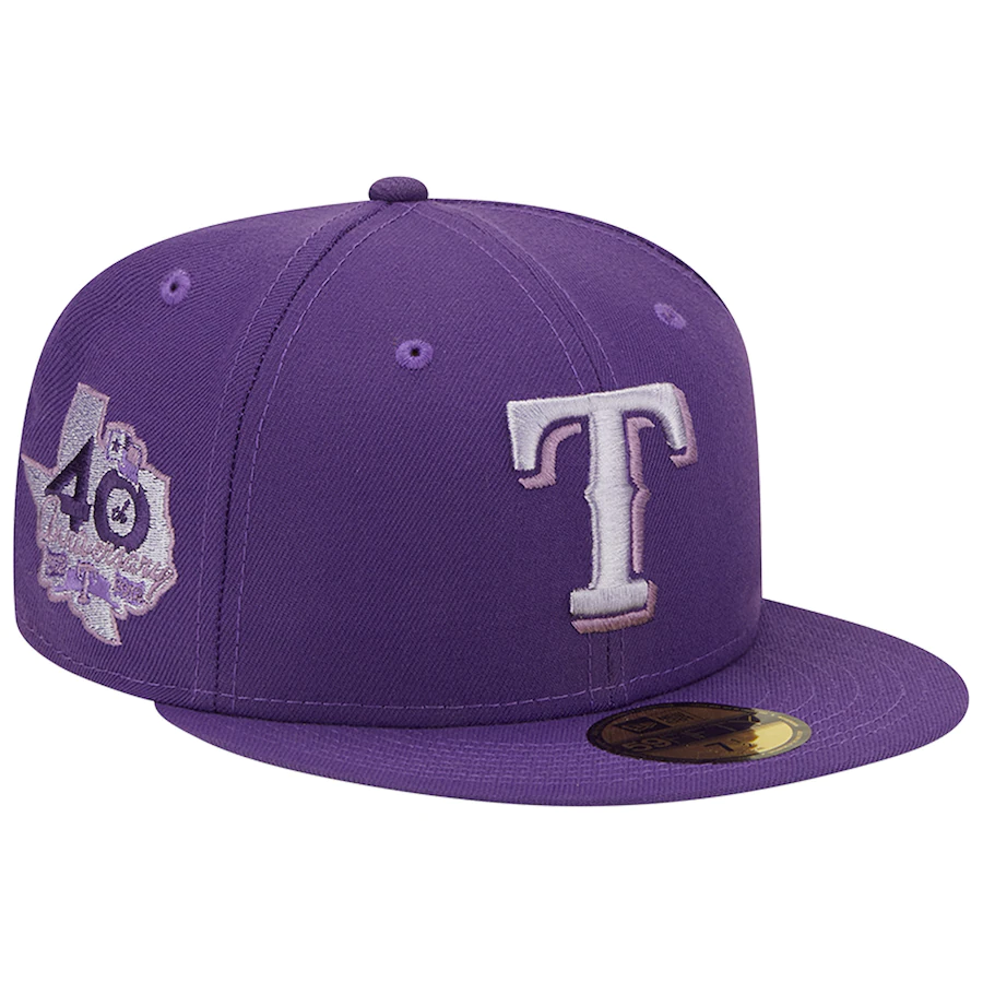 New Era Texas Rangers Purple Lavender Undervisor 59FIFTY Fitted Hat