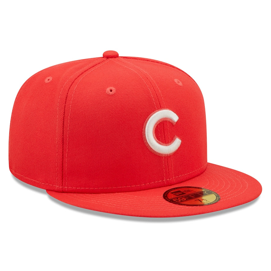 New Era Chicago Cubs Lava Highlighter Logo 59FIFTY Fitted Hat