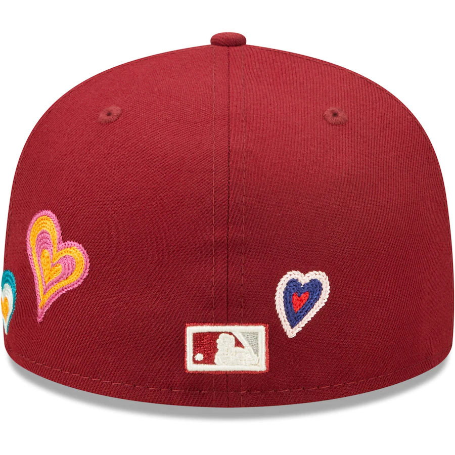 New Era Philadelphia Phillies Burgundy Chain Stitch Heart 59FIFTY Fitted Hat