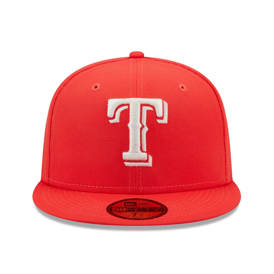 New Era Texas Rangers Lava Highlighter Logo 59FIFTY Fitted Hat