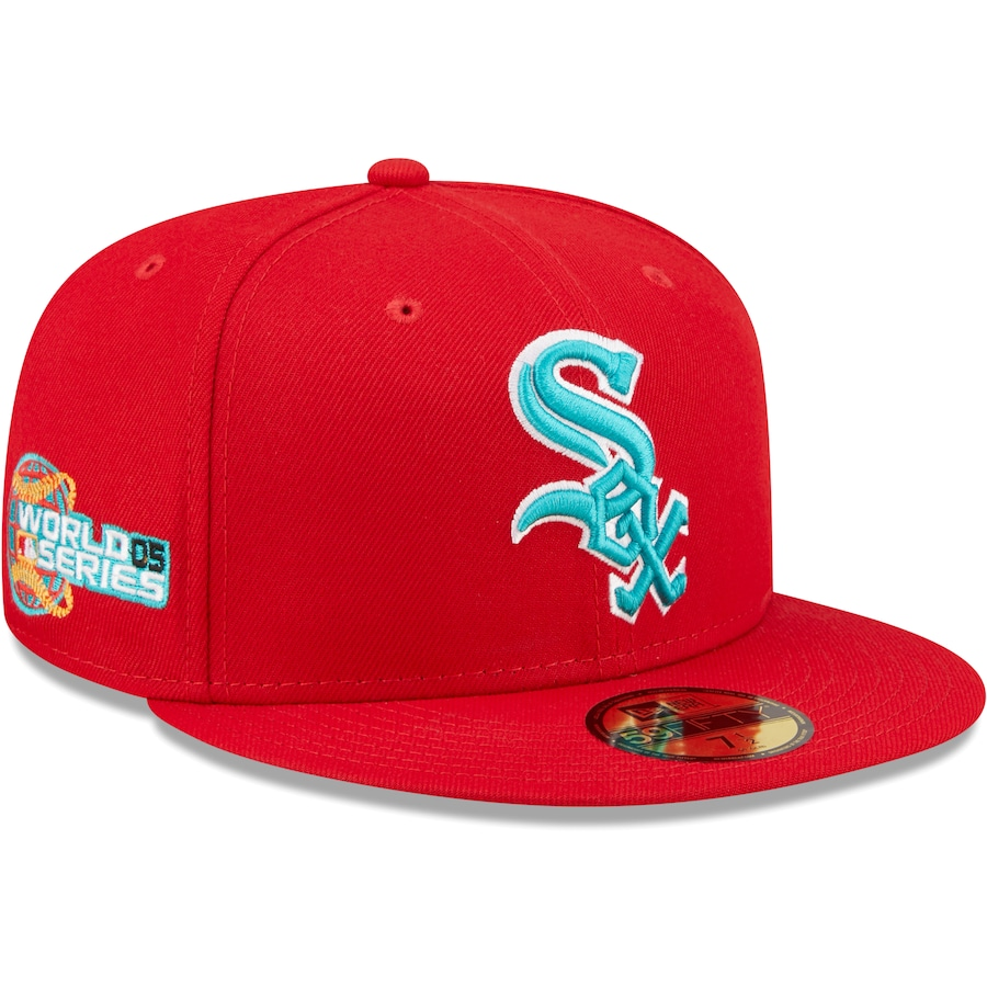 New Era Chicago White Sox 2005 World Series Scarlet/Teal Undervisor 2022 59FIFTY Fitted Hat