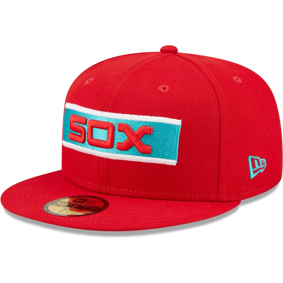 New Era Chicago White Sox 75th Anniversary Scarlet/Teal Undervisor 2022 59FIFTY Fitted Hat