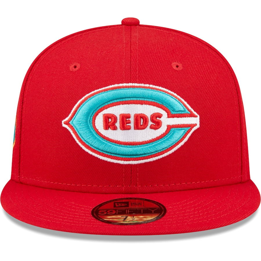 New Era Cincinnati Reds 1938 All-Star Game Scarlet/Teal Undervisor 2022 59FIFTY Fitted Hat
