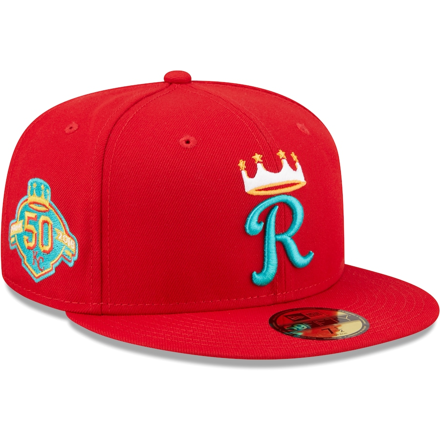 New Era Kansas City Royals 50th Anniversary Scarlet/Teal Undervisor 2022 59FIFTY Fitted Hat