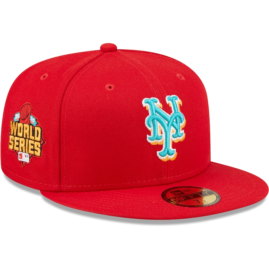 New Era New York Mets 2015 World Series Scarlet/Teal Undervisor 2022 59FIFTY Fitted Hat