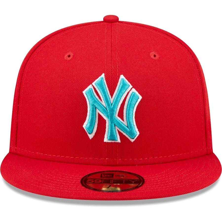 New Era New York Yankees 1999 World Series Scarlet/Teal Undervisor 2022 59FIFTY Fitted Hat