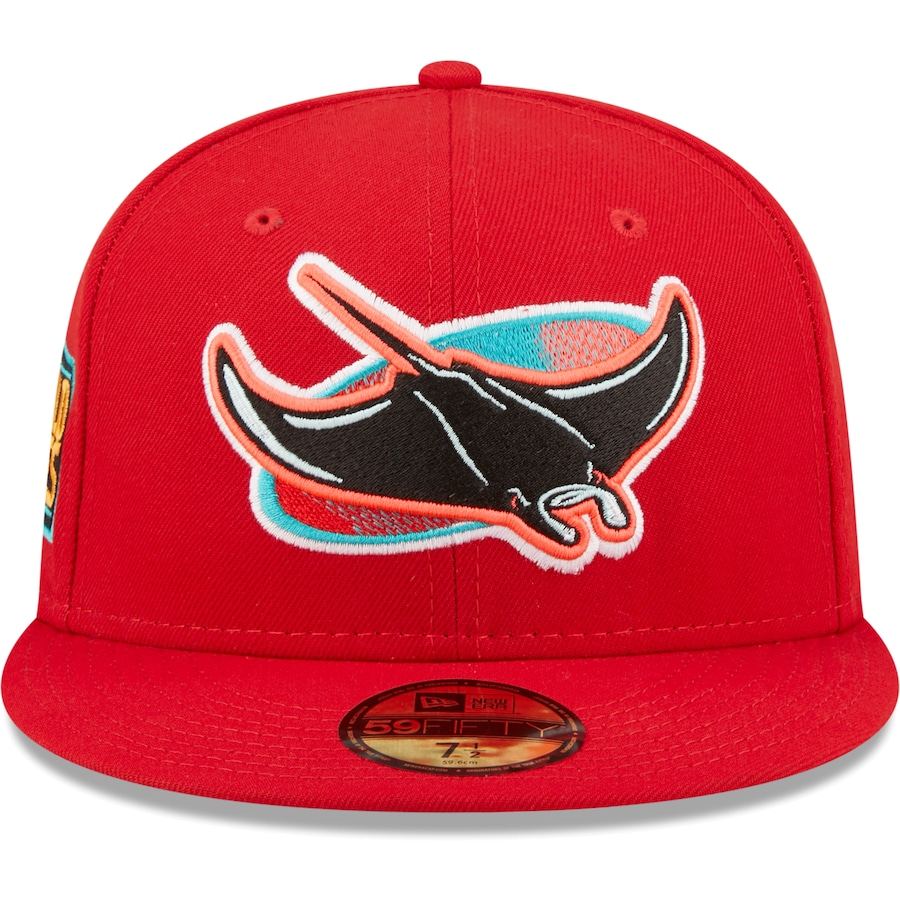 New Era Tampa Bay Rays 2020 World Series Scarlet/Teal Undervisor 2022 59FIFTY Fitted Hat