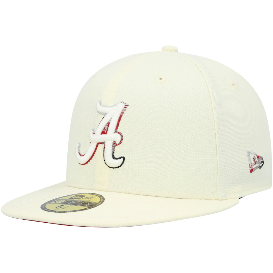 New Era Alabama Crimson Tide Cream Chrome Color Dim 2022 59FIFTY Fitte
