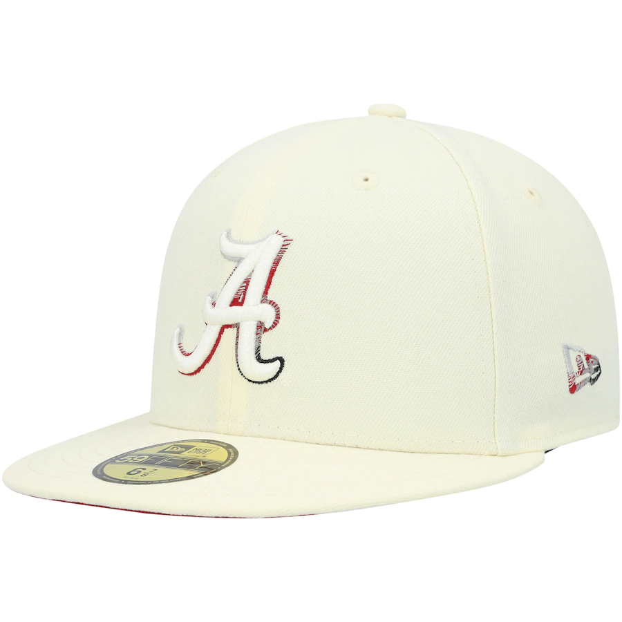 New Era Alabama Crimson Tide Cream Chrome Color Dim 2022 59FIFTY Fitted Hat