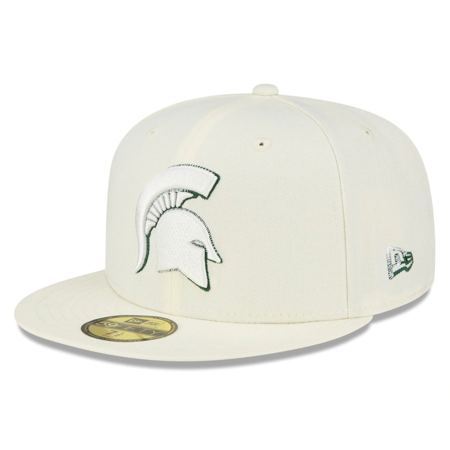 New Era Michigan State Spartans Cream Chrome Color Dim 2022 59FIFTY Fitted Hat