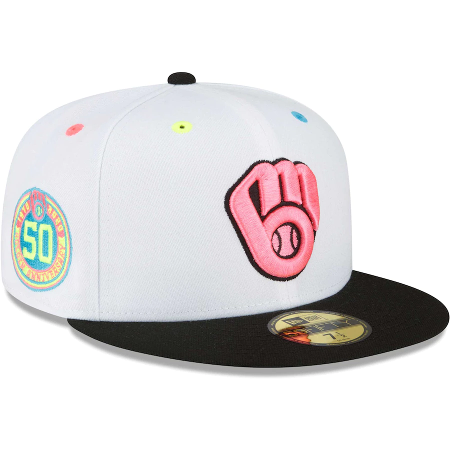 New Era Milwaukee Brewers White Neon Eye 59FIFTY Fitted Hat