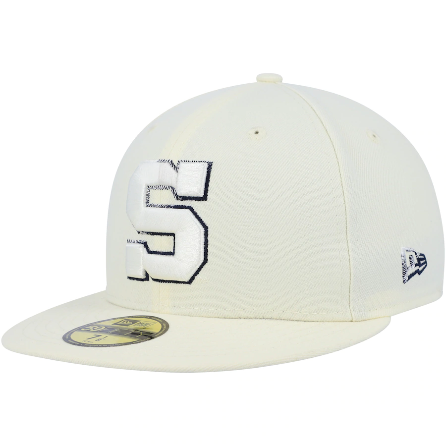 New Era Penn State Nittany Lions Cream Chrome Color Dim 2022 59FIFTY Fitted Hat