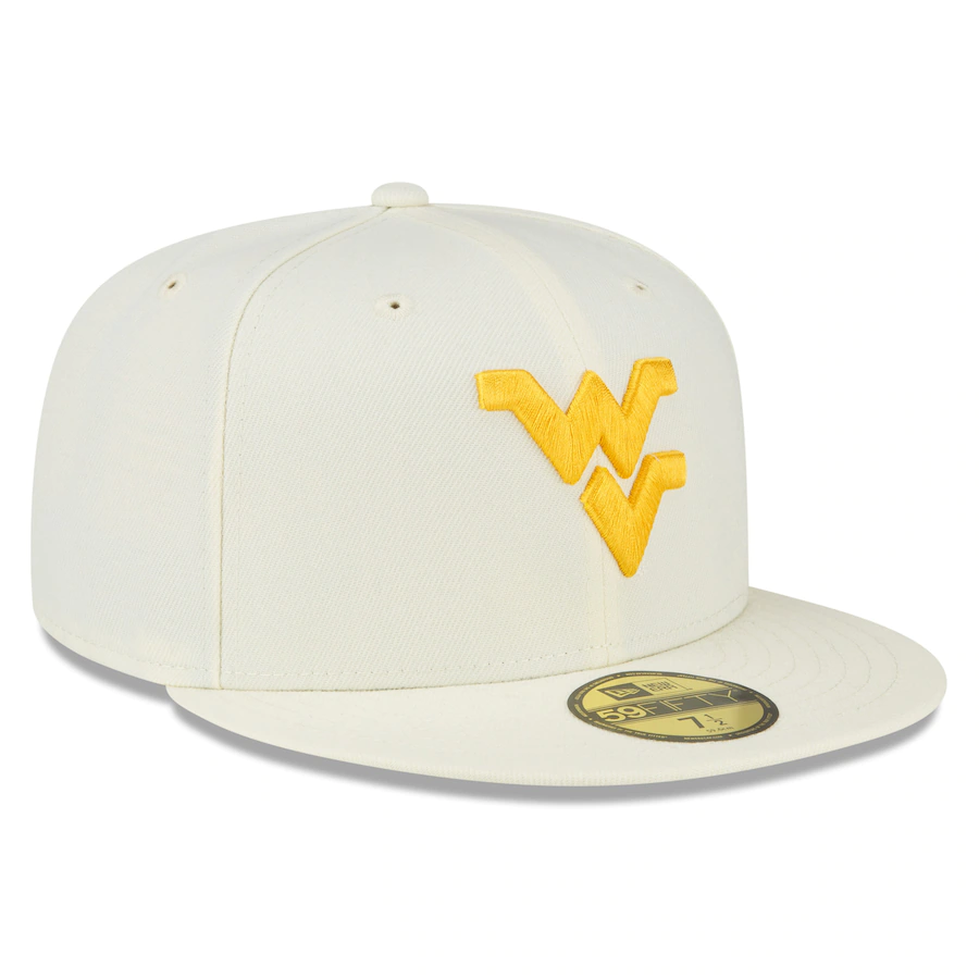 New Era West Virginia Mountaineers Cream Chrome Color Dim 2022 59FIFTY Fitted Hat