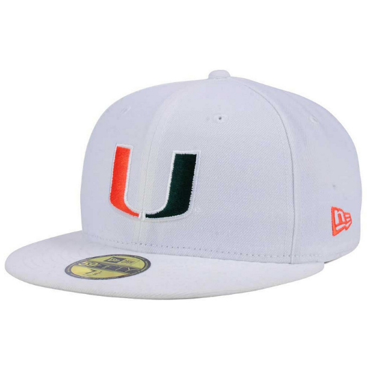 New Era Miami Hurricanes 59Fifty Fitted Hat (White)