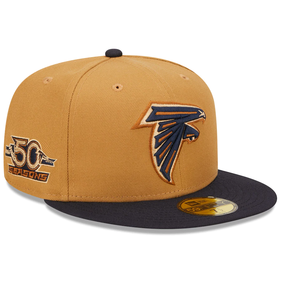 New Era Atlanta Falcons Tan/Navy 50th Season Wheat 59FIFTY Fitted Hat
