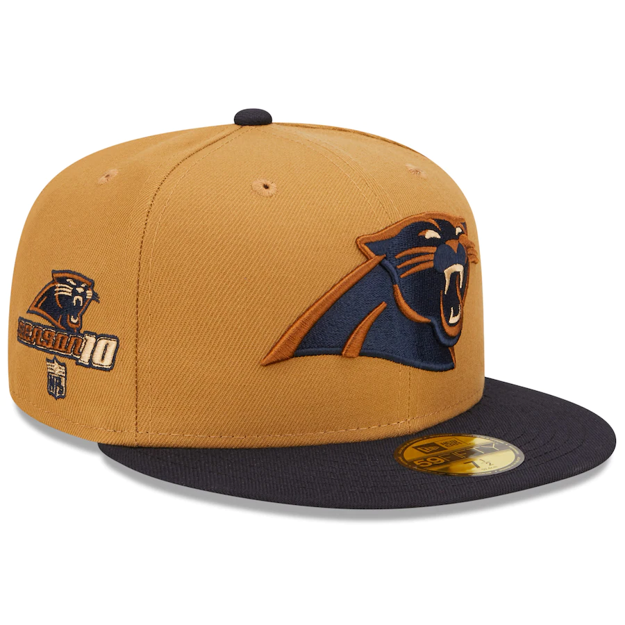 New Era Carolina Panthers Tan/Navy 10th Season Wheat 59FIFTY Fitted Hat