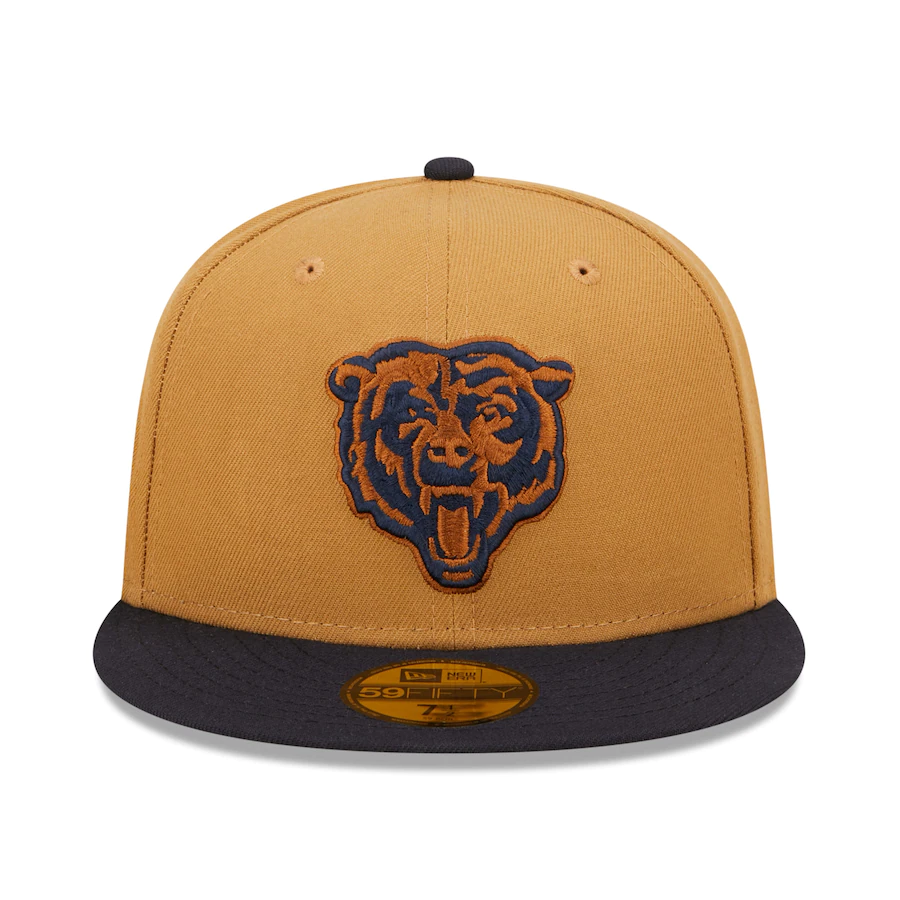 New Era Chicago Bears Tan/Navy 100th Season Wheat 59FIFTY Fitted Hat
