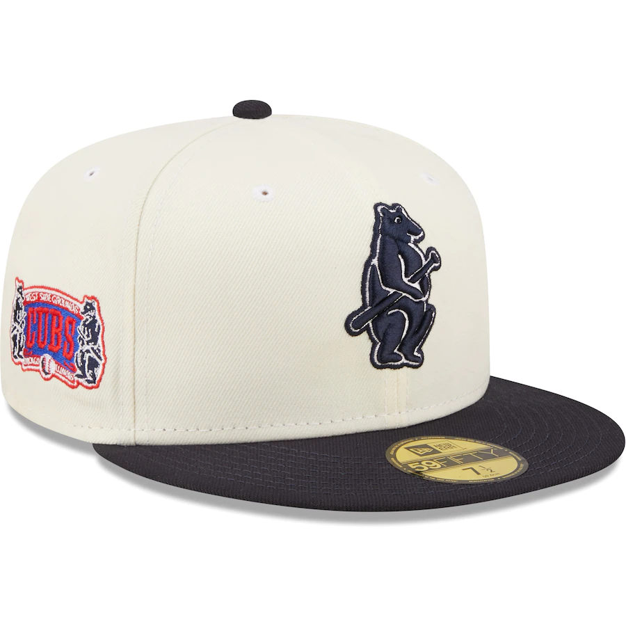 New Era Chicago Cubs White/Navy Cooperstown Collection West Side Grounds Chrome 59FIFTY Fitted Hat
