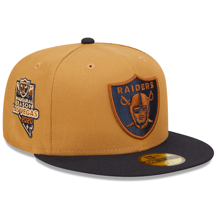 New Era Las Vegas Raiders Tan/Navy Inaugural Season Wheat 59FIFTY Fitted Hat