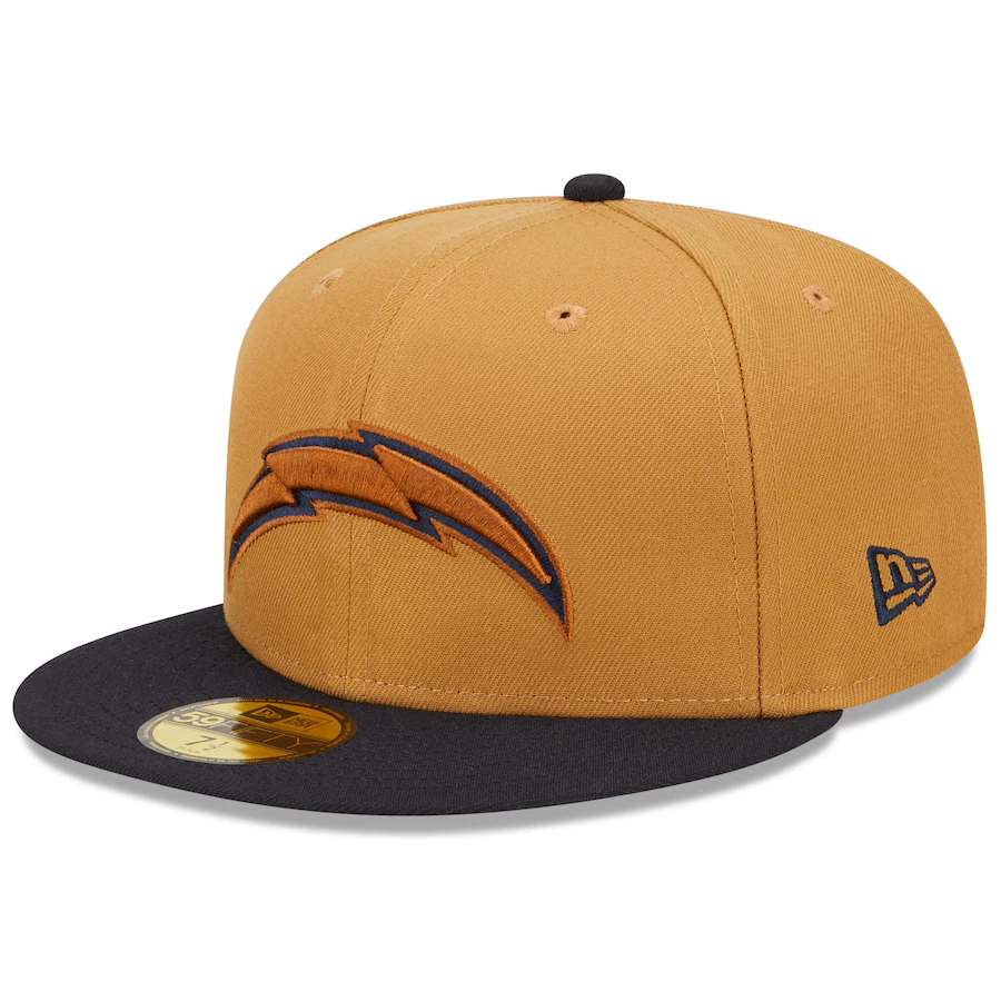 New Era Los Angeles Chargers Tan/Navy 50th Season Wheat 59FIFTY Fitted Hat