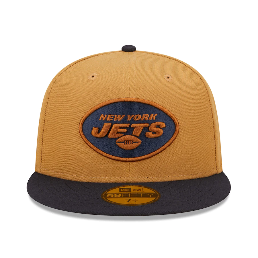 New Era New York Jets Tan/Navy 50th Season Wheat 59FIFTY Fitted Hat