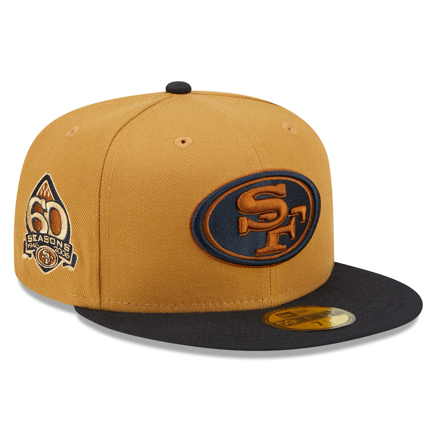 New Era San Francisco 49ers Tan/Navy 60 Seasons Wheat 59FIFTY Fitted H