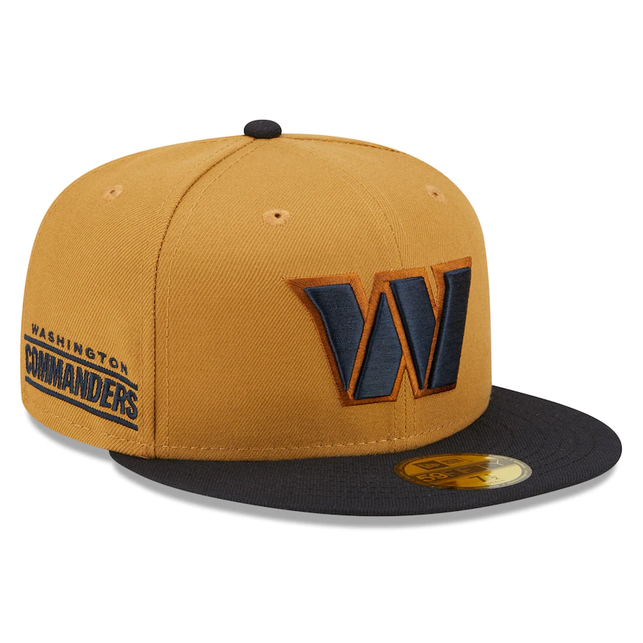 Comanders Cap New Era Washington Commanders Tan/Navy Wheat 59FIFTY Fitted Hat