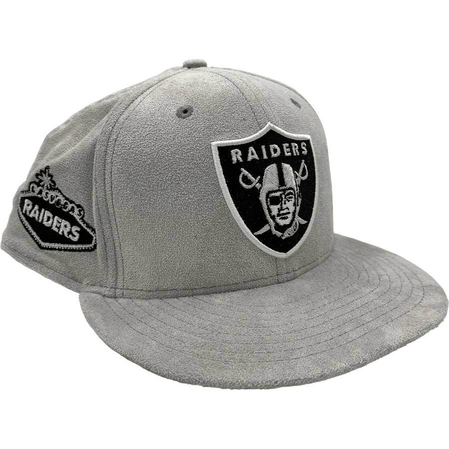 New Era x Pro Image Sports Las Vegas Raiders Gray Metallic Suede 59FIFTY Fitted Hat