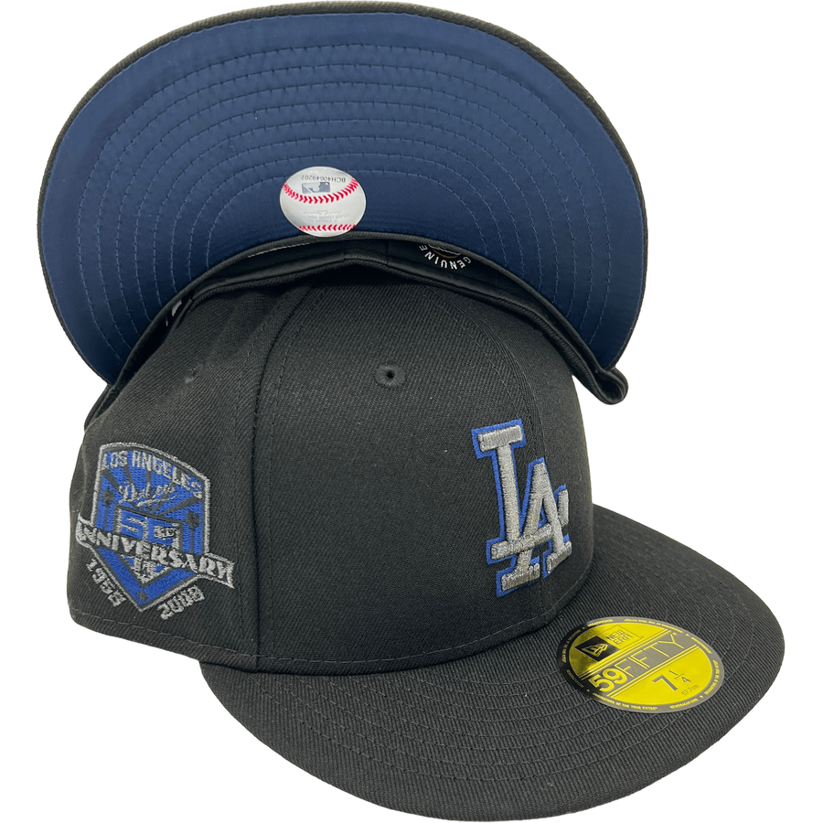 New Era Los Angeles Dodgers Black Metallic Side Patch 59FIFTY Fitted Hat
