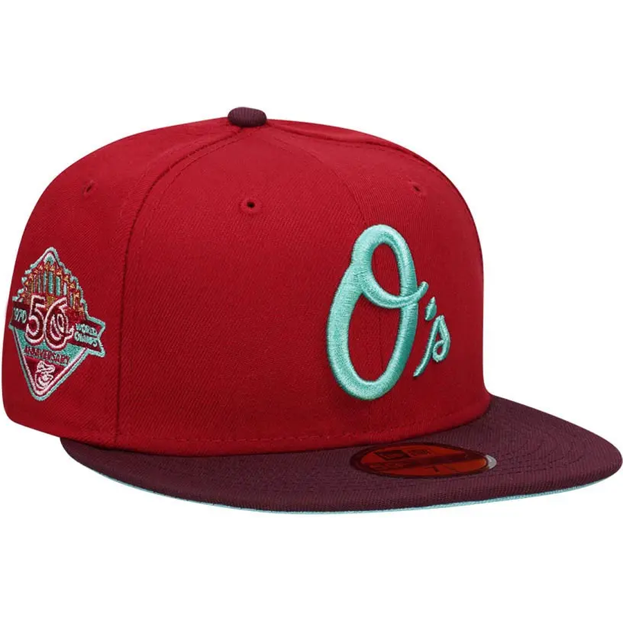 New Era Baltimore Orioles 50th Anniversary Mint Merlot 59FIFTY Fitted