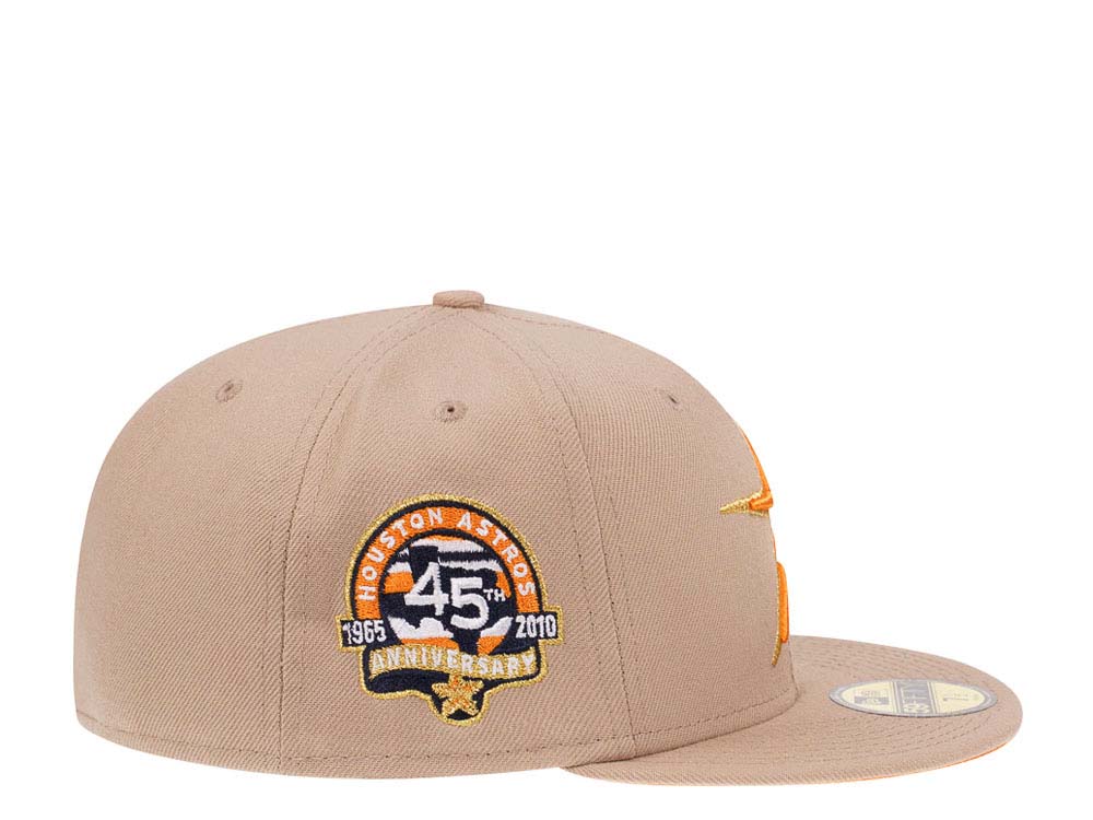 New Era Houston Astros Sand 45th Anniversary Orange Undervisor 59FIFTY Fitted Hat