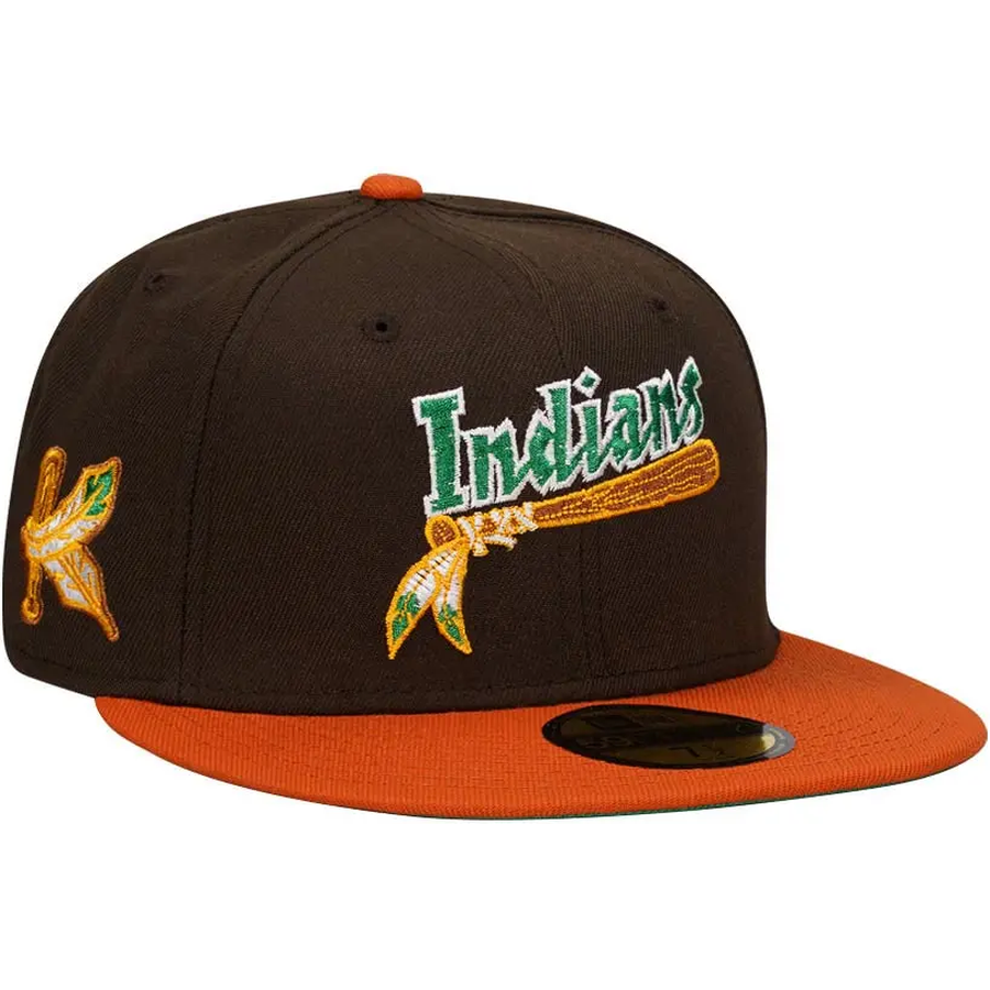 New Era Kinston Indians Chocolate Two Tone Throwback 59FIFTY Fitted Hat