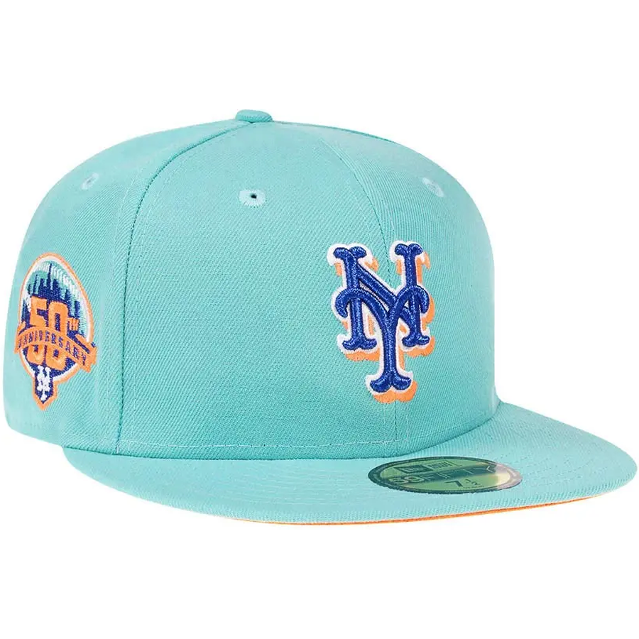 New Era New York Mets 50th Anniversary Flashy Orange Metallic 59FIFTY Fitted Hat