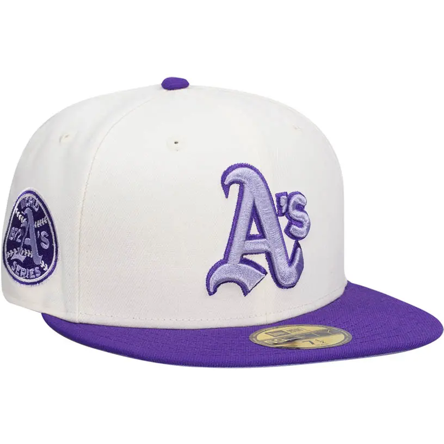 New Era Oakland Athletics 1972 World Series Chrome/Purple 59FIFTY Fitted Hat
